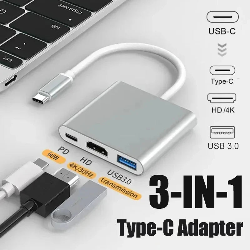 Simplrtech 3-in-1 USB-C to HDMI / USB 3.0 / USB-C Adapter Cable — 4K Compatible