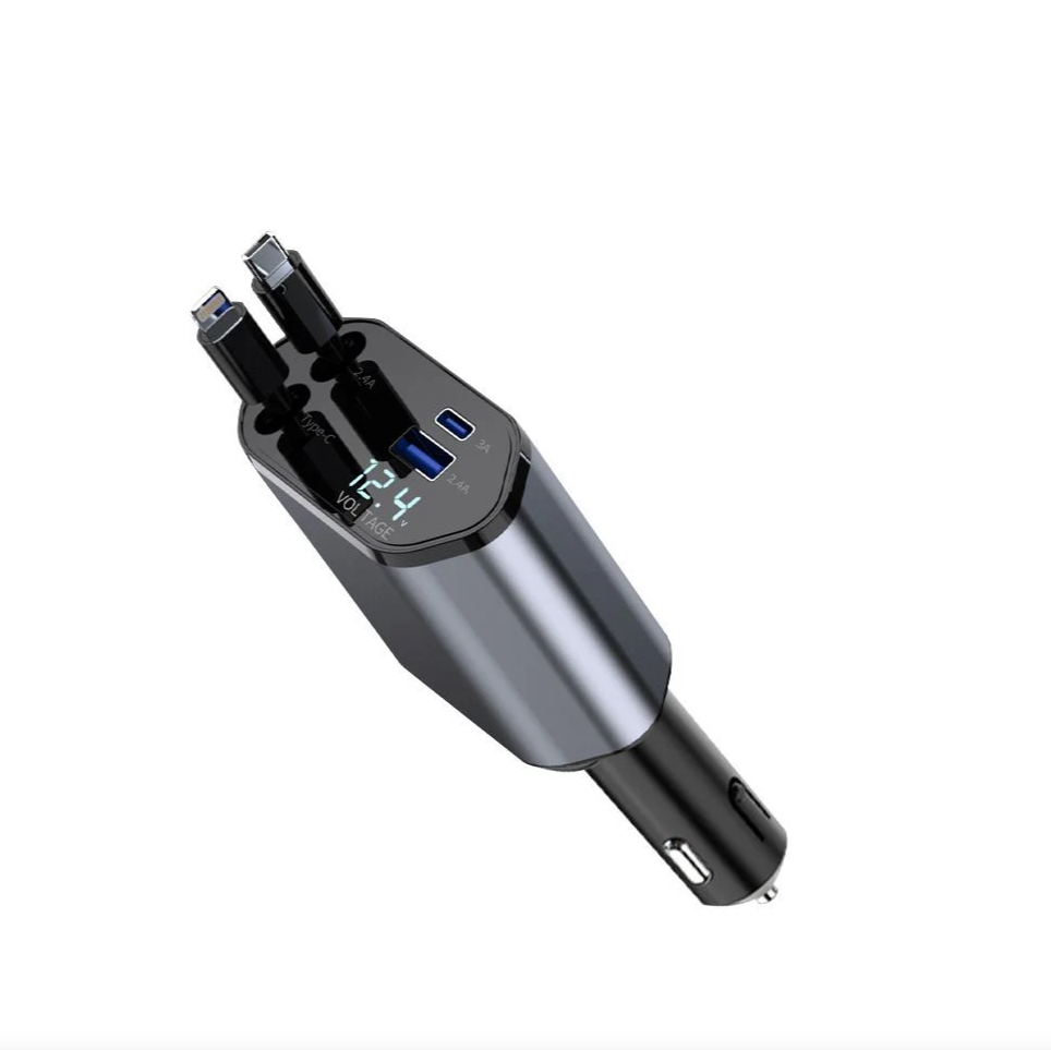 Toocki 105W 4-in-1 Retractable Fast Car Charger