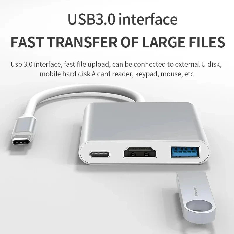 Simplrtech 3-in-1 USB-C to HDMI / USB 3.0 / USB-C Adapter Cable — 4K Compatible