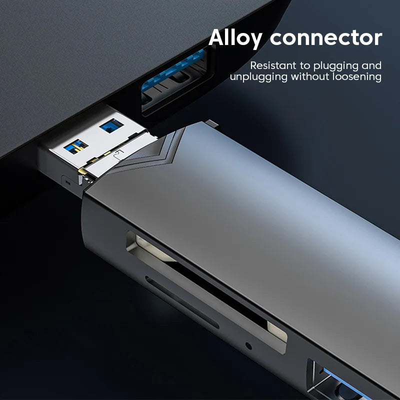 Simplrtech  6-in-1 Card Reader — USB 3.0 to Type-C / Micro USB / SD / TF Adapter