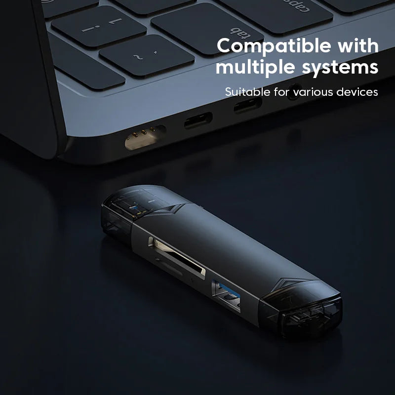 Simplrtech  6-in-1 Card Reader — USB 3.0 to Type-C / Micro USB / SD / TF Adapter