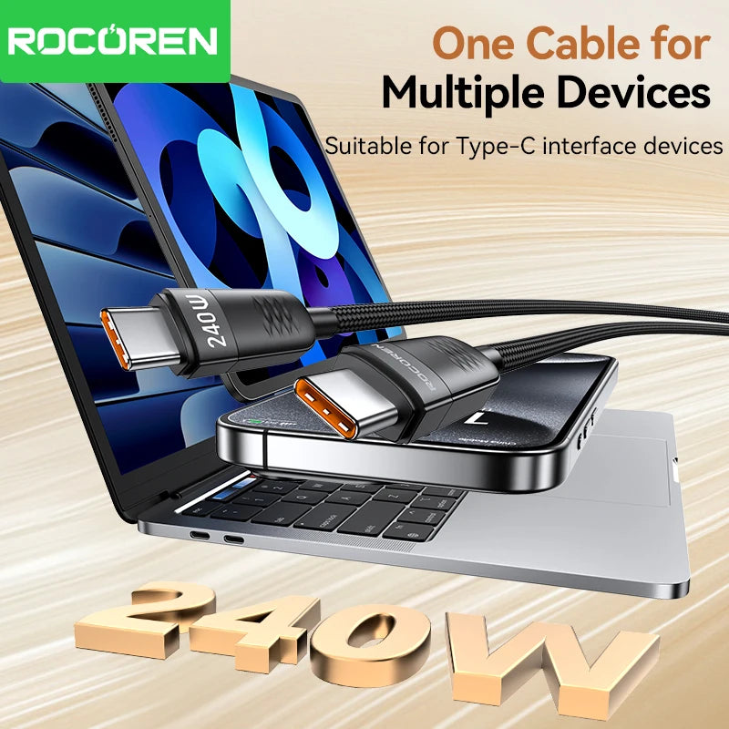Rocoren 240W USB-C to USB-C Fast Charging & Data Cable