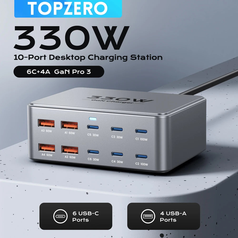 TOPZERO 330W USB C Multiport Fast Charging Station