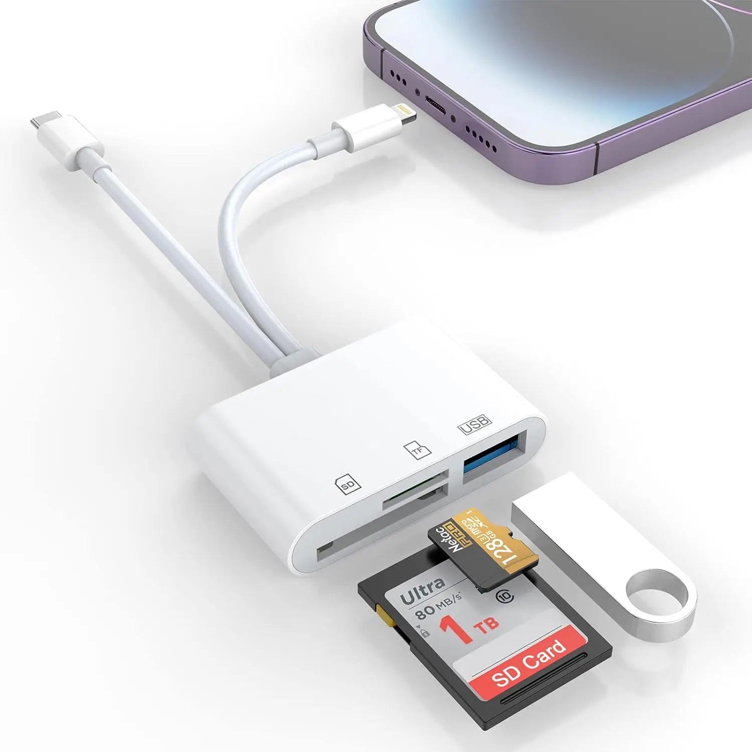 Simplrtech 3-in-1 SD Card Reader — Lightning to USB 3.0 / SD / TF Adapter