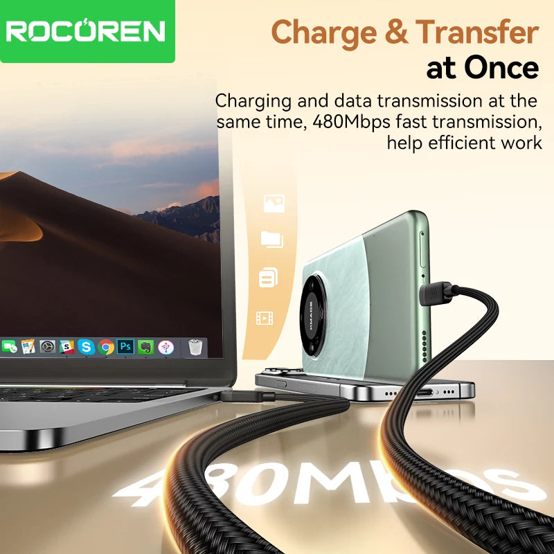 Rocoren 240W USB-C to USB-C Fast Charging & Data Cable
