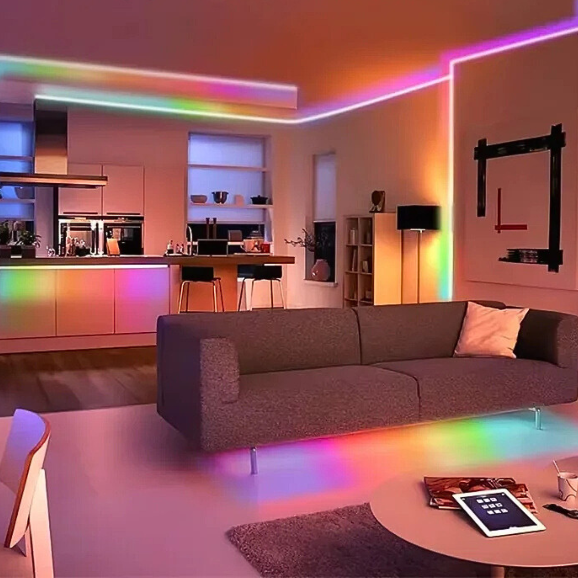 Simplrtech 5V USB RGBIC Neon LED Strip — Multi-Color Lighting with Bluetooth App & Remote Control